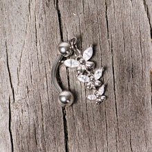 Load image into Gallery viewer, Clear Gem Band of Butterflies Top Mount Dangle Belly Ring
