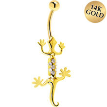 Load image into Gallery viewer, 16G Solid 14K Yellow Gold Cubic Zirconia Izzy Lizzy Belly Ring
