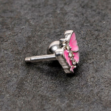 Load image into Gallery viewer, 16G 1/4 Clear Gem Pink Butterfly Cartilage Tragus Earring
