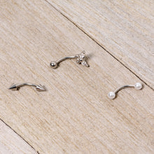 Load image into Gallery viewer, 16G 5/16 Clear Gem Butterfly Curved Eyebrow Ring Set of 3
