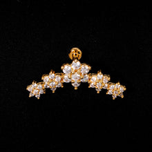 Load image into Gallery viewer, 16G 1/4 Clear CZ Gem Gold Tone Floral Internal Thread Labret
