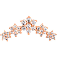 Load image into Gallery viewer, 16G 1/4 Clear CZ Gem Rose Gold Tone Floral Internal Thread Labret

