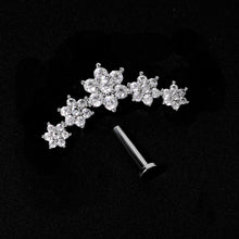 将图片加载到图库查看器，16G 5/16 Clear CZ Gem Floral Internal Thread Labret
