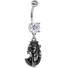 Load image into Gallery viewer, Black CZ Gem Anubis Egyptian Dangle Belly Ring
