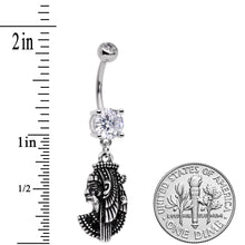 Load image into Gallery viewer, Black CZ Gem Anubis Egyptian Dangle Belly Ring
