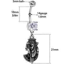 Load image into Gallery viewer, Black CZ Gem Anubis Egyptian Dangle Belly Ring
