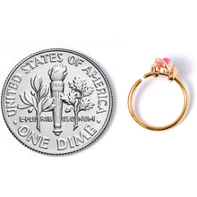 Load image into Gallery viewer, 20G 5/16 Clear CZ Gem Pink Faux Opal Gold Tone Planet Nose Hoop
