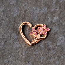 Load image into Gallery viewer, 16G 3/8 Pink Gem Rose Gold Tone Heart Left Ear Closure Ring

