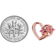 Load image into Gallery viewer, 16G 3/8 Pink Gem Rose Gold Tone Heart Left Ear Closure Ring
