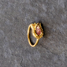 Load image into Gallery viewer, 20G 5/16 Pink Gem Gold Tone Tulip Flower Nose Hoop
