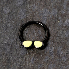 将图片加载到图库查看器，16G 3/8 Black Yellow Aviator Sunglasses Hinged Segment Ring
