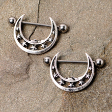 将图片加载到图库查看器，14G 7/8 Starry Crescent Moon Nipple Shield Set
