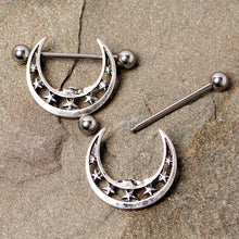 将图片加载到图库查看器，14G 7/8 Starry Crescent Moon Nipple Shield Set
