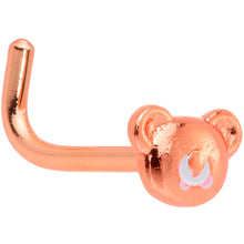 将图片加载到图库查看器，18G 5/16 Rose Gold Tone Tiny Teddy Bear L Shaped Nose Ring
