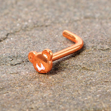 将图片加载到图库查看器，18G 5/16 Rose Gold Tone Tiny Teddy Bear L Shaped Nose Ring
