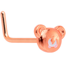 将图片加载到图库查看器，20G 5/16 Rose Gold Tone Tiny Teddy Bear L Shaped Nose Ring
