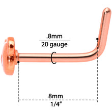 将图片加载到图库查看器，20G 5/16 Rose Gold Tone Tiny Teddy Bear L Shaped Nose Ring
