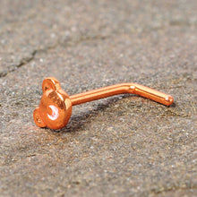 将图片加载到图库查看器，20G 5/16 Rose Gold Tone Tiny Teddy Bear L Shaped Nose Ring

