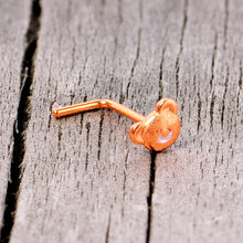 Load image into Gallery viewer, 22G 5/16 Rose Gold Tone Tiny Teddy Bear L Shaped Nose Ring
