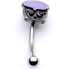 Load image into Gallery viewer, 16G 5/16 Black Purple Cauldron Halloween Curved Eyebrow Ring
