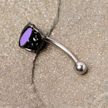 Load image into Gallery viewer, 16G 5/16 Black Purple Cauldron Halloween Curved Eyebrow Ring
