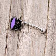 Load image into Gallery viewer, 16G 5/16 Black Purple Cauldron Halloween Curved Eyebrow Ring
