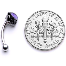 Load image into Gallery viewer, 16G 5/16 Black Purple Cauldron Halloween Curved Eyebrow Ring
