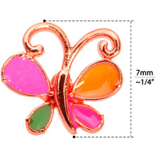 Load image into Gallery viewer, 18G 1/4 Pink Orange Rose Gold Tone Butterfly L Shaped Nose Ring
