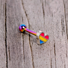 Load image into Gallery viewer, 16G 5/16 Pink Blue Rainbow Pansexual Pride Heart Cartilage Tragus
