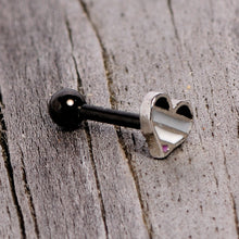 Load image into Gallery viewer, 16G 1/4 Black Grey Purple Asexual Pride Heart Cartilage Tragus
