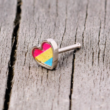 Load image into Gallery viewer, 20G 5/16 Red Yellow Blue Pansexual Pride Heart Nose Bone
