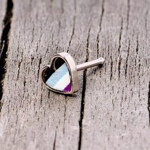 Load image into Gallery viewer, 20G 3/8 Black Grey Purple Asexual Pride Heart Nose Bone
