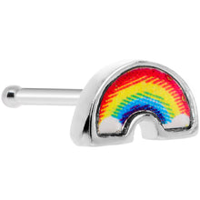 Load image into Gallery viewer, 20G 5/16 Red Yellow Blue Pride Rainbow Nose Bone
