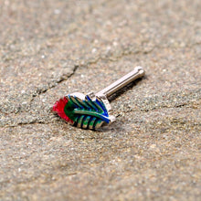 Load image into Gallery viewer, 20G 5/16 Blue Green Red Feather Nose Bone
