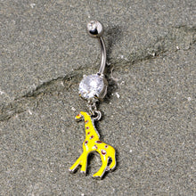 将图片加载到图库查看器，Clear Gem Yellow Brown Giraffe Dangle Belly Ring
