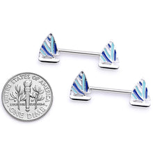 Load image into Gallery viewer, 14G 9/16 Blue White Nautical Sailboat Barbell Nipple Ring Set

