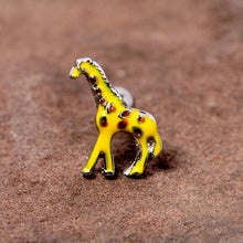 Load image into Gallery viewer, 16G 1/4 Brown Yellow Giraffe Cartilage Tragus Earring
