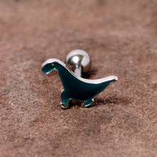 Load image into Gallery viewer, 16G 1/4 Darling Green Dinosaur Cartilage Tragus Earring
