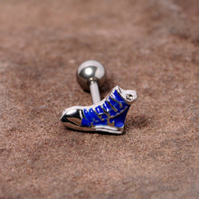 Load image into Gallery viewer, 16G 1/4 Blue High Top Sneaker Cartilage Tragus Earring
