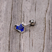 Load image into Gallery viewer, 16G 1/4 Blue High Top Sneaker Cartilage Tragus Earring
