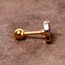 Load image into Gallery viewer, 16G 1/4 Blue Gem Gold Tone Sweet Kitty Cat Cartilage Tragus

