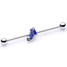 Load image into Gallery viewer, 14G Blue High Top Sneaker Industrial Barbell 38mm
