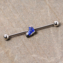 Load image into Gallery viewer, 14G Blue High Top Sneaker Industrial Barbell 38mm
