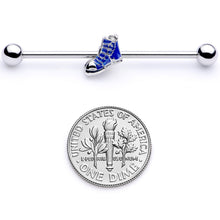 Load image into Gallery viewer, 14G Blue High Top Sneaker Industrial Barbell 38mm

