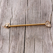 Load image into Gallery viewer, 14G Clear Gem Gold Tone Little Birds Industrial Barbell 38mm

