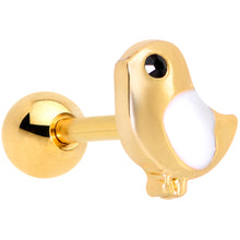 将图片加载到图库查看器，16G 1/4 Black Gem Gold Tone Baby Bird Cartilage Tragus Earring
