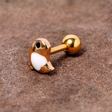 将图片加载到图库查看器，16G 1/4 Black Gem Gold Tone Baby Bird Cartilage Tragus Earring
