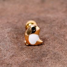 将图片加载到图库查看器，16G 1/4 Black Gem Gold Tone Baby Bird Cartilage Tragus Earring
