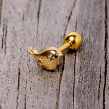 将图片加载到图库查看器，16G 1/4 Clear Gem Gold Tone Little Bird Cartilage Tragus Earring
