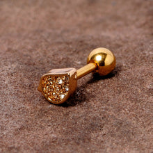 Load image into Gallery viewer, 16G 1/4 Clear CZ Gem Gold Tone Swirl Cartilage Tragus Earring
